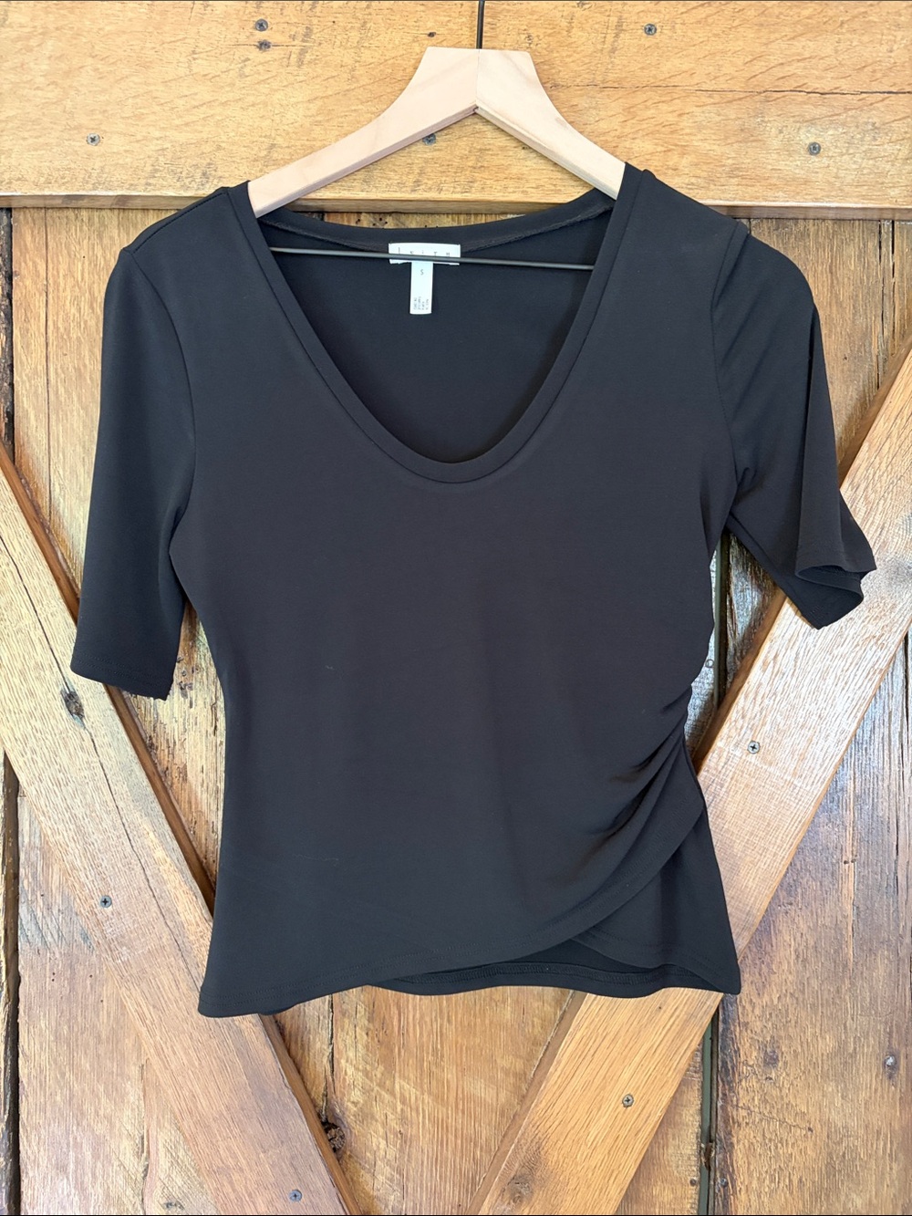 Leith Size Small Faux Wrap Ruched Side Top